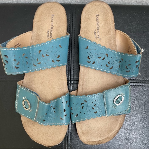 Women’s Earth Origins Tessa Velcro Comfort Sandals Turquoise Teal Blue 11 Wide - Picture 5 of 14
